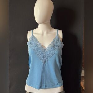 Zara Sky Blue Lace-Trim Slip Top